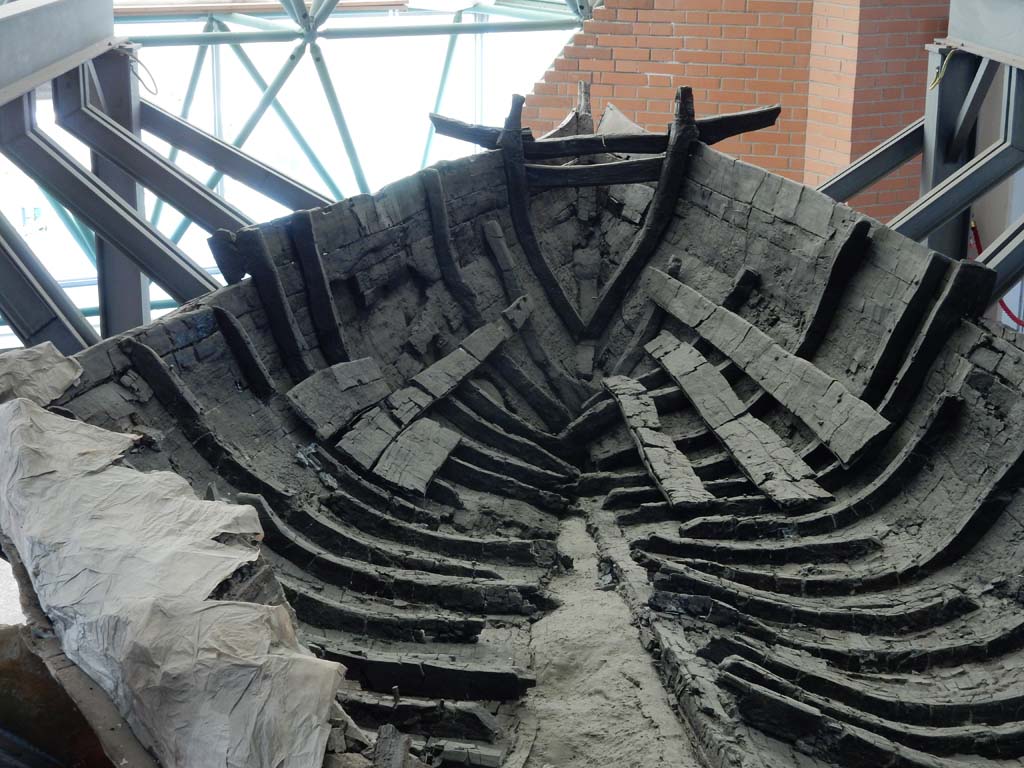 Herculaneum, June 2019. Looking towards stern, with V shaped element used for attaching the rudder.
Photo courtesy of Buzz Ferebee.
