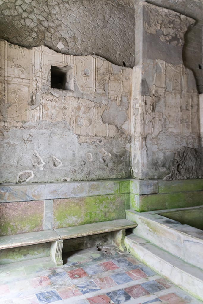 Herculaneum Suburban Baths. October 2023. 
West wall and north-west corner of original caldarium. Photo courtesy of Johannes Eber. 
