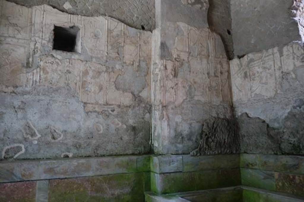 Suburban Baths, Herculaneum. June 2014. West wall and north-west corner of original caldarium. 
Photo courtesy of Michael Binns.
