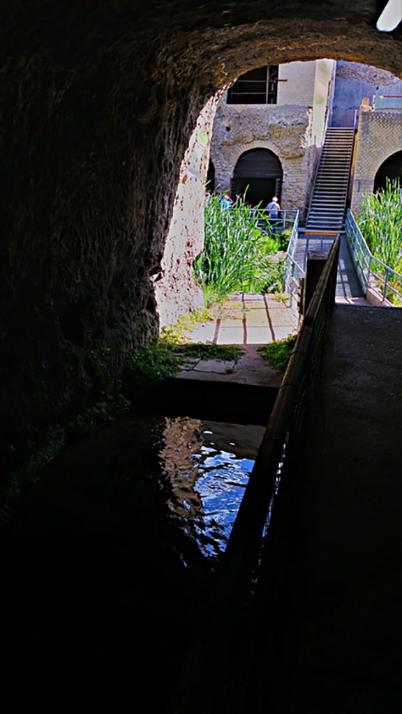 Herculaneum. Photo taken between October 2014 and November 2019.
Looking north from exit tunnel towards boatsheds and steps to Terrace of Nonius Balbus. 
Photo courtesy of Giuseppe Ciaramella.
