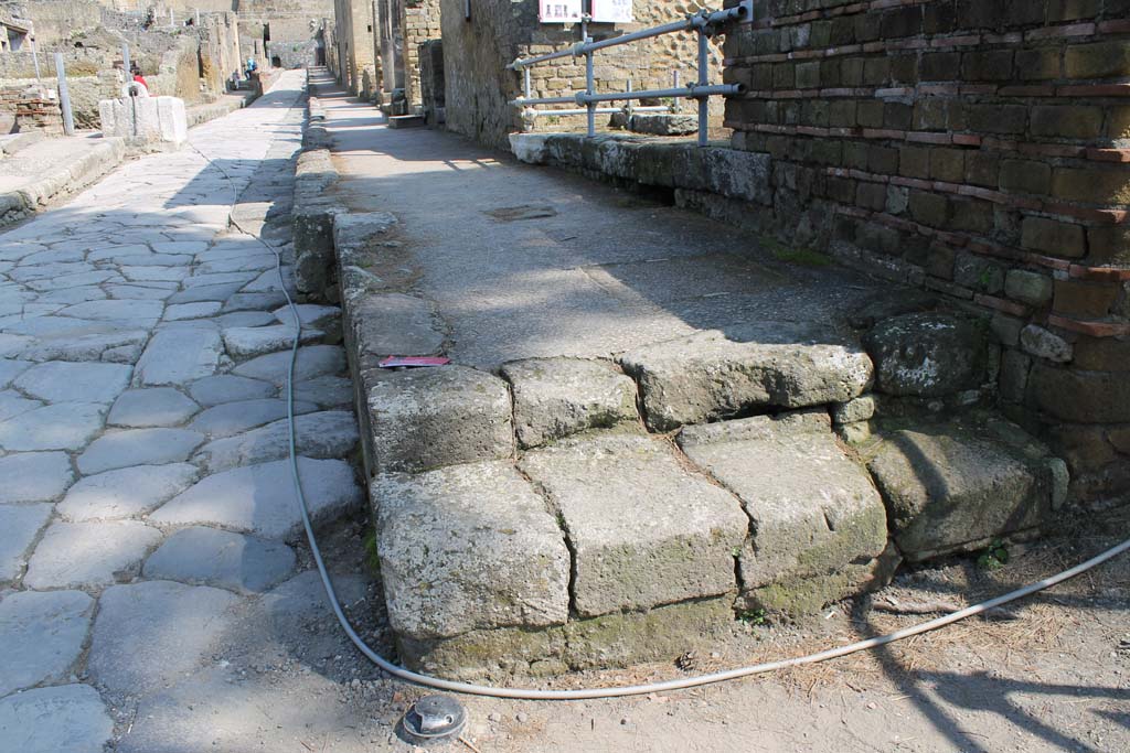 Cardo V, Herculaneum. March 2014. Looking north from steps in pavement outside Ins. Or. II.1, on right.
Foto Annette Haug, ERC Grant 681269 DÉCOR
