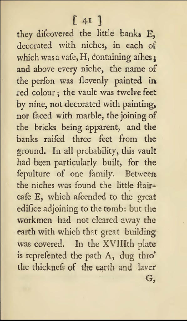 Of the tombs found at Herculaneum. Bellicard, J.C. (c,1753-4). Observations upon the antiquities of the town of Herculaneum. (p. 41).