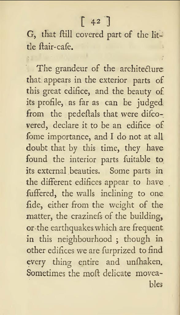 Of the tombs found at Herculaneum.
Bellicard, J.C. (c,1753-4). Observations upon the antiquities of the town of Herculaneum. (p. 42).