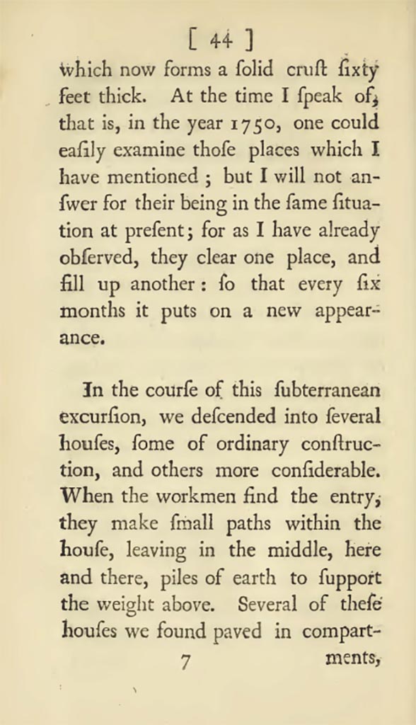 Of the tombs found at Herculaneum. Bellicard, J.C. (c,1753-4). Observations upon the antiquities of the town of Herculaneum. (p. 44).