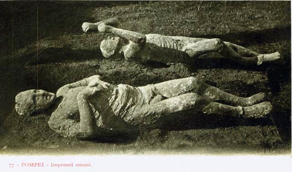Pompeii Stabian Gate. Old postcard of victims numbered 14 and 15. Photo courtesy of Rick Bauer.