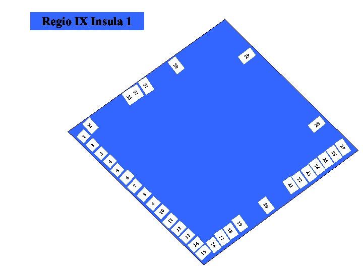 Pompeii Regio IX(9) Insula 1. Plan of entrances 1 to 34