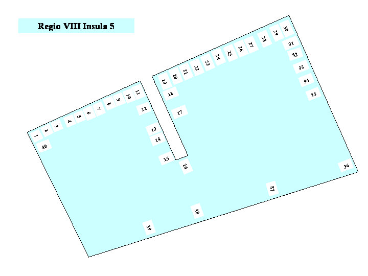 Pompeii Regio VIII(8) Insula 5. Plan of entrances 1 to 40