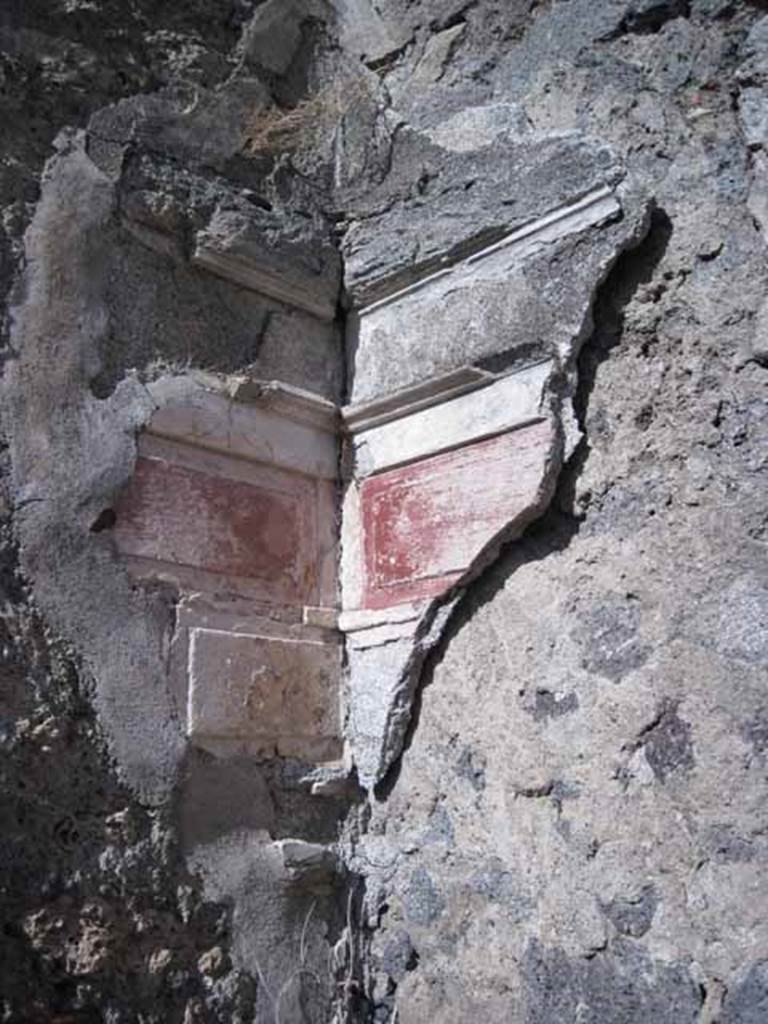 1.2.16 Pompeii. September 2010. Room 5, north-east corner, with detail of remaining first style decoration. Photo courtesy of Drew Baker.
