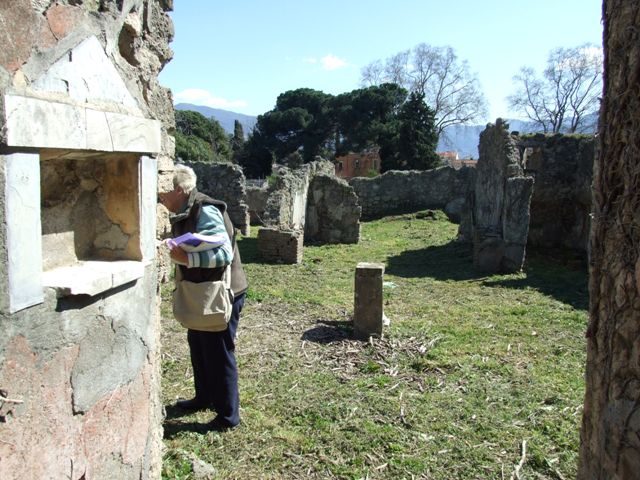 I.2.17 Pompeii.  March 2009.  North east corner of Atrium.  Two doorways, Room 2 � Small room, Room 3- Corridor to cupboard & Kitchen room with stairs to upper floor.