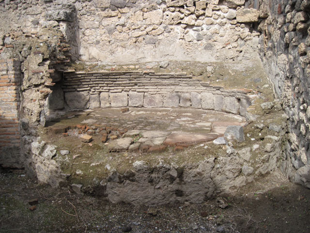 I.3.1 Pompeii. September 2010. Looking west through doorway towards bakery room and Via Stabiana, from rear room on south side of oven. Photo courtesy of Drew Baker.