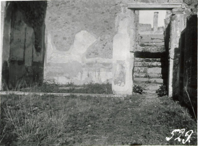 I.3.3 Pompeii. Wrongly labelled as I.2.3 Pompeii. 1937-39.  Looking east across atrium towards tablinum and stairs leading up to the peristyle area. Photo courtesy of American Academy in Rome, Photographic Archive.  Warsher collection no. 529
