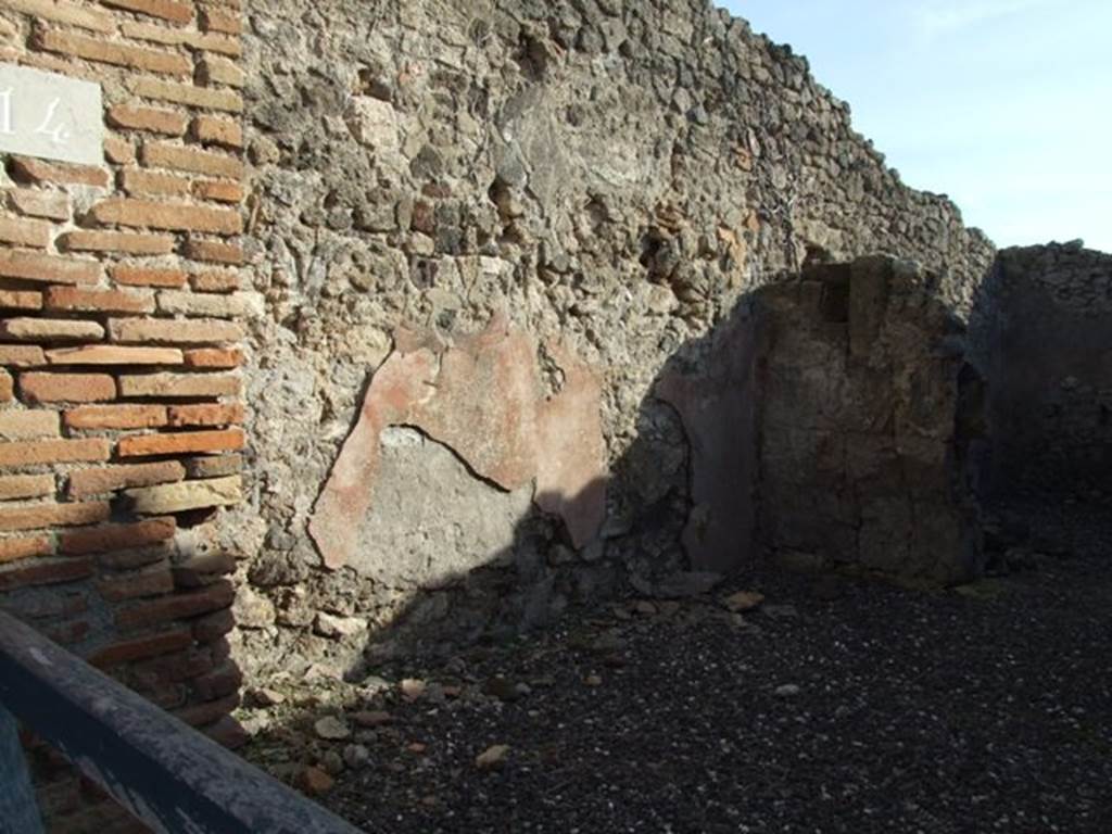 I.3.14 Pompeii. December 2007.  East wall of shop.