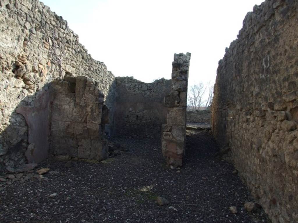 I.3.14 Pompeii. December 2007.   Rear room on east side of shop and corridor to narrow area behind, which is shared with I.3.13.


