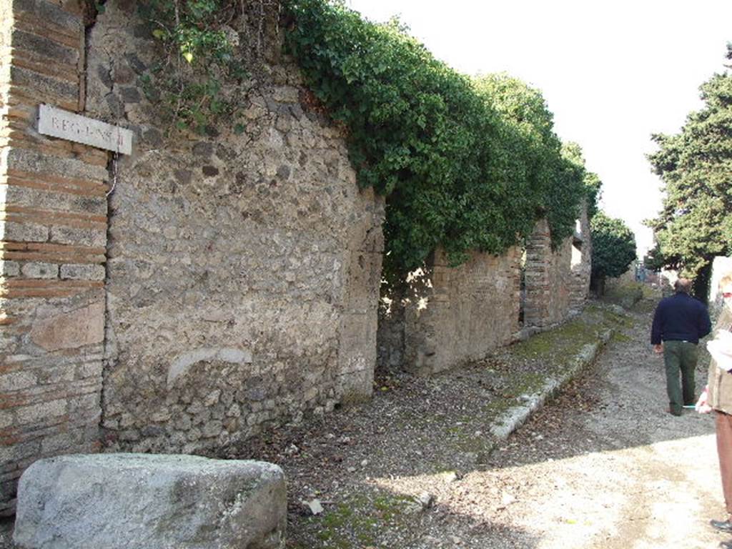 I.3.29 Pompeii.  Site of street altar.   December 2006.  
Fiorelli states that at the end of this side of the insula, painted on the external wall was a divinita tutelare of the road, a serpent coiling around the trunk of a tree.  Under this, in small letters, one used to be able to read INNVLVS ROGAT.   See Pappalardo, U., 2001, La Descrizione di Pompei per Giuseppe Fiorelli (1875).  Napoli: Massa Editore.
See Sogliano, A., 1879. Le pitture murali campane scoverte negli anni 1867-79. Napoli: Giannini. (p.1, no.5, on a white background, partly destroyed).