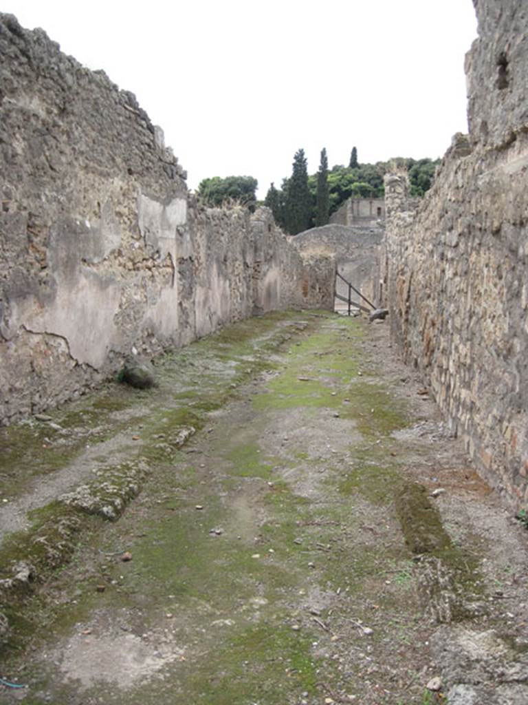 I.3.29 Pompeii. September 2010.  Looking west along unnamed vicolo, from corner of insula with Vicolo del Citarista. Photo courtesy of Drew Baker.
