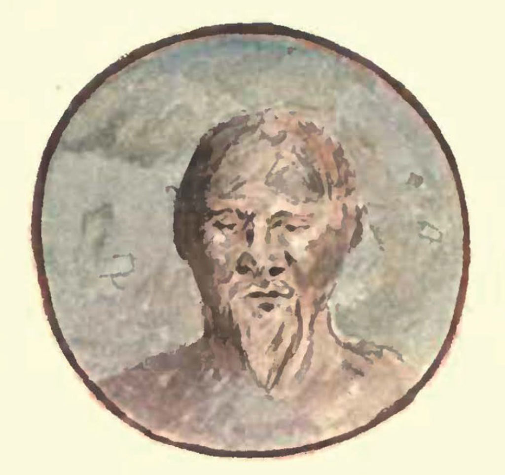 I.3.30 Pompeii. c.1900. Painting by Pierre Gusman, described as Pompeii Portrait from I.3.30.
This may be the faded medallion from the west wall of room 4.
See Gusman P., 1900. Pompeii: The City, Its Life & Art. London: Heinemann, p. 258.
