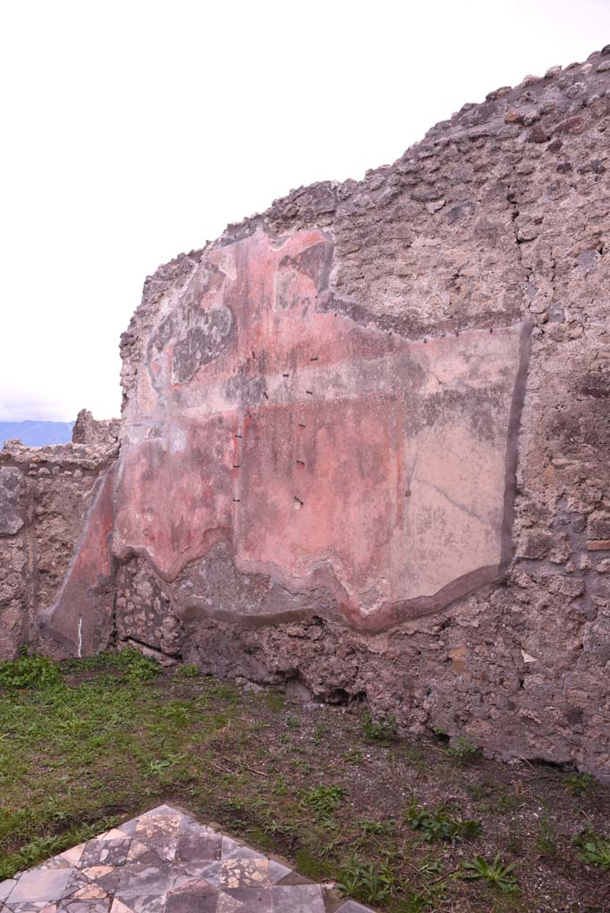 I.4.9 Pompeii. October 2019. Triclinium/oecus m, west wall in south-west corner.
Foto Tobias Busen, ERC Grant 681269 DCOR.
