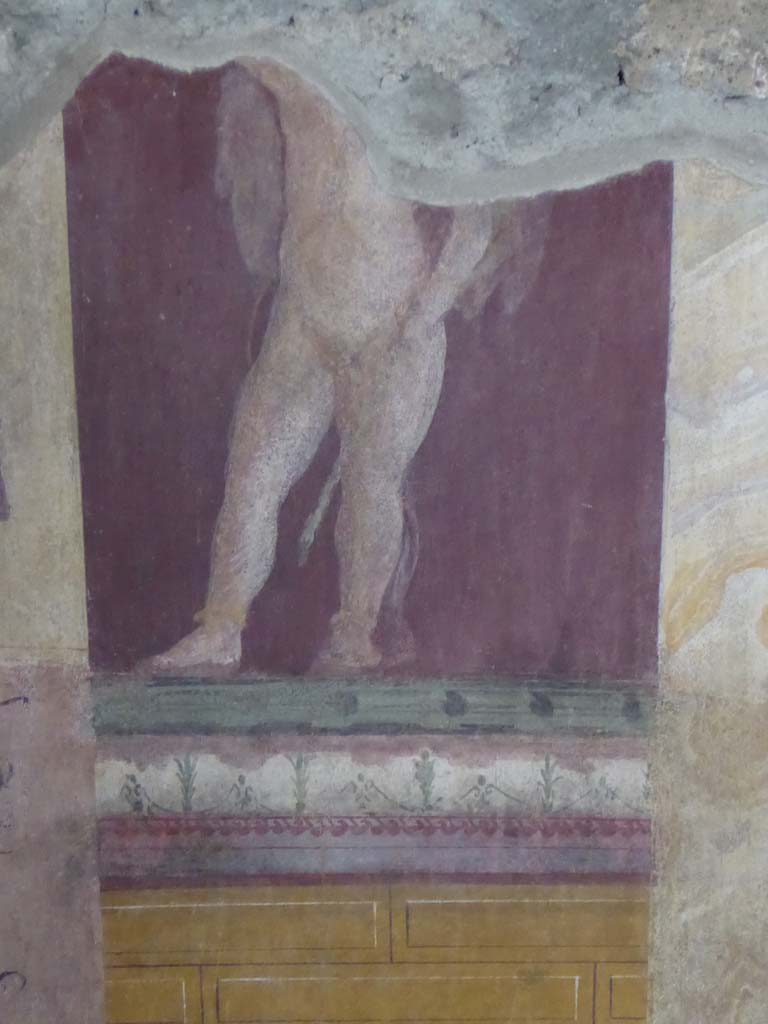 I.6.2 Pompeii. September 2017. Detail of a cupid from upper west wall at south end of frigidarium.
Foto Annette Haug, ERC Grant 681269 DÉCOR.

