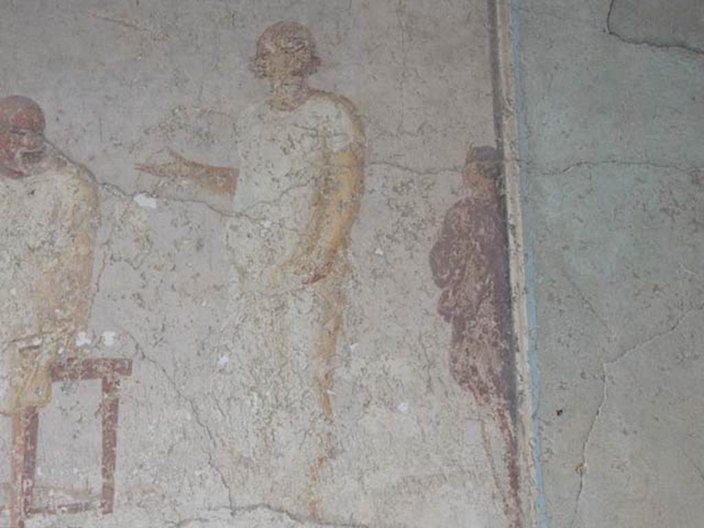 I.6.11 Pompeii. May 2015. Detail from wall painting from north end of west wall.
Photo courtesy of Buzz Ferebee.

