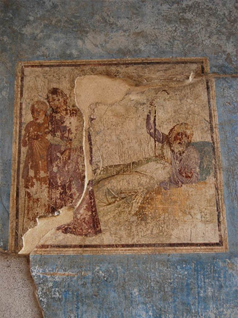 I.6.11 Pompeii. October 2013. Fresco on east wall in north-east corner of atrium. Photo courtesy of Paula Lock.

