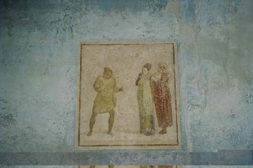 I.6.11 Pompeii. May 2010. East wall of atrium, wall painting of theatrical scene. Photo courtesy of Rick Bauer.
