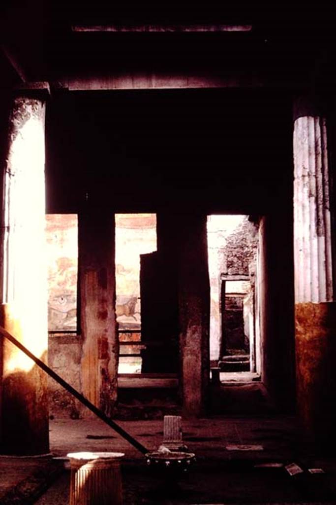 I.6.15 Pompeii. 1964. Looking north from atrium, garden on left, and doorway to room 10, and another room at its rear, on the right. Photo by Stanley A. Jashemski.
Source: The Wilhelmina and Stanley A. Jashemski archive in the University of Maryland Library, Special Collections (See collection page) and made available under the Creative Commons Attribution-Non Commercial License v.4. See Licence and use details.
J64f1408
