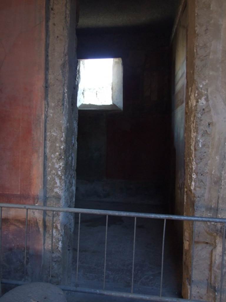 I.6.15 Pompeii. March 2009. Room 13, cubiculum, looking south through doorway.