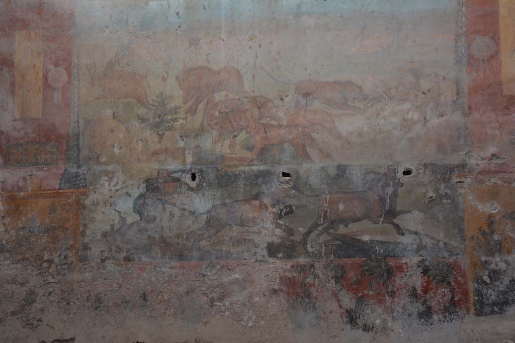 I.6.15 Pompeii. March 2019. Room 9, looking towards hunt painting on north wall.   
Foto Annette Haug, ERC Grant 681269 DCOR
