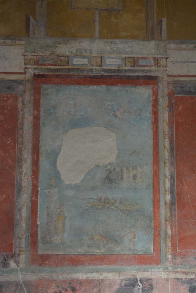 I.7.7 Pompeii. October 2019. 
Central wall painting of Daedalus and Icarus from east wall of triclinium. 
Foto Annette Haug, ERC Grant 681269 DÉCOR.
