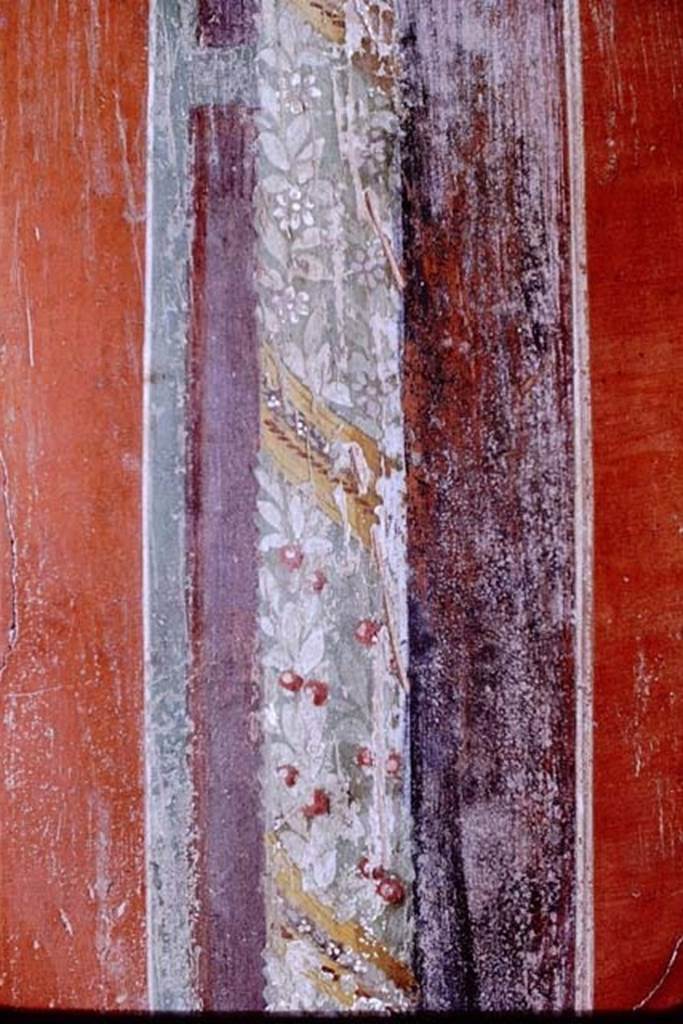 I.7.7 Pompeii. 1968. Detail of border edge of central painting from south wall of triclinium.
Pompeii, 1968.  Photo by Stanley A. Jashemski.
Source: The Wilhelmina and Stanley A. Jashemski archive in the University of Maryland Library, Special Collections (See collection page) and made available under the Creative Commons Attribution-Non Commercial License v.4. See Licence and use details.
J68f0712
