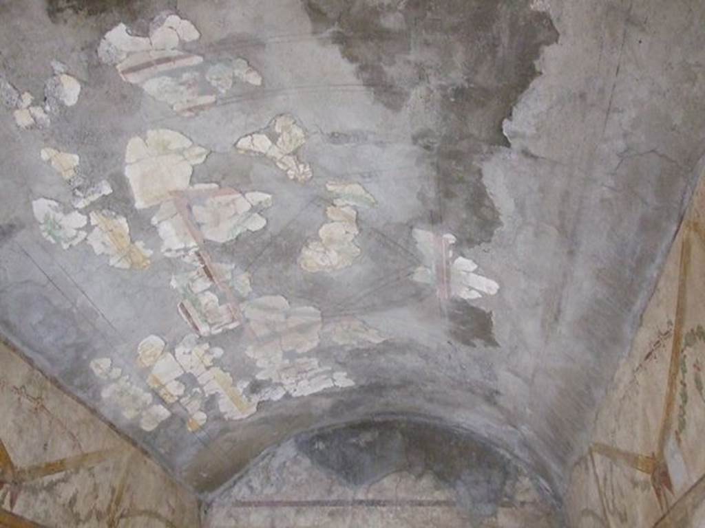 .7.11 Pompeii. December 2006. Detail of painted ceiling in bedroom on west side of atrium, looking west.
