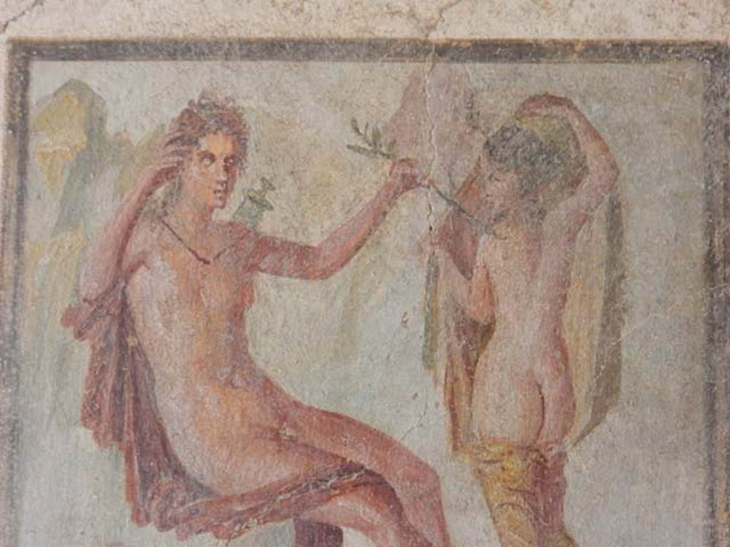 I.7.11 Pompeii. May 2017. Detail of Apollo and Daphne, from south wall of cubiculum. Photo courtesy of Buzz Ferebee.
