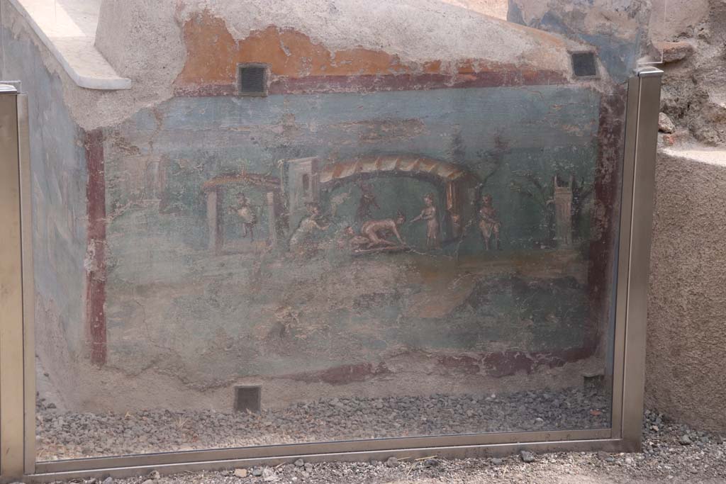 I.7.12 Pompeii. September 2021. North end of west side of summer triclinium. Photo courtesy of Klaus Heese.