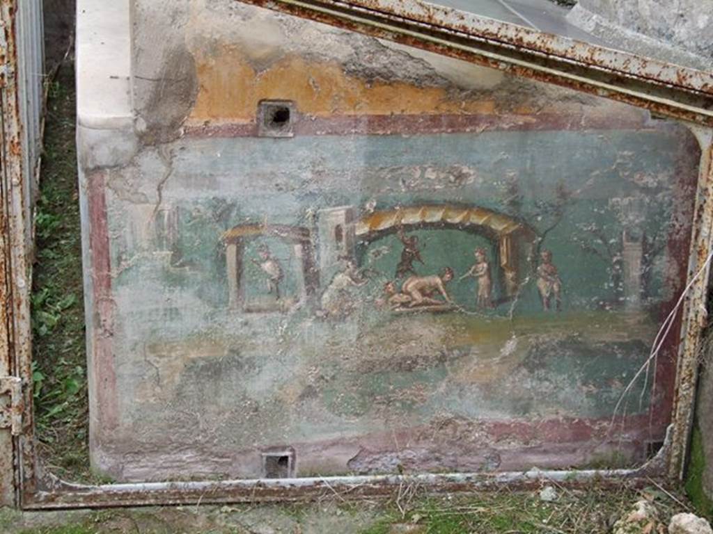 I.7.12 Pompeii. December 2006. Painted panel on north end of west side of summer triclinium