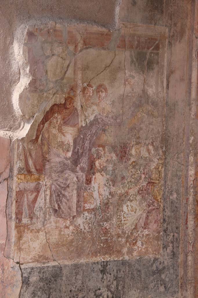 I.7.19 Pompeii. September 2021. 
Central wall painting of Aphrodite and Ares from north wall of tablinum. Photo courtesy of Klaus Heese.
