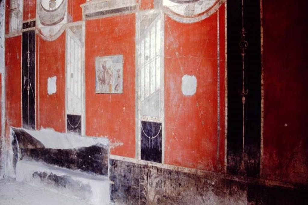 I.8.9 Pompeii, 1968. Room 7, east wall of triclinium with recess. Photo by Stanley A. Jashemski.
Source: The Wilhelmina and Stanley A. Jashemski archive in the University of Maryland Library, Special Collections (See collection page) and made available under the Creative Commons Attribution-Non Commercial License v.4. See Licence and use details.
J68f0611
