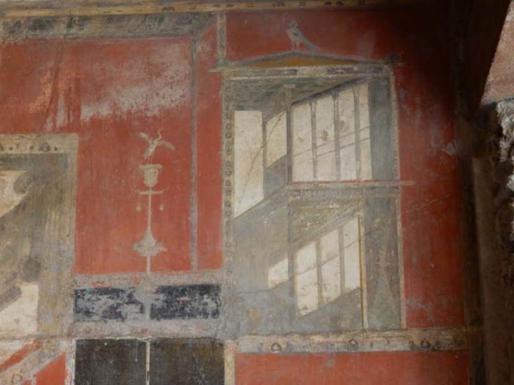 I.8.9 Pompeii.  March 2009. Room 7. Triclinium.  East wall.   Lower level. North end.