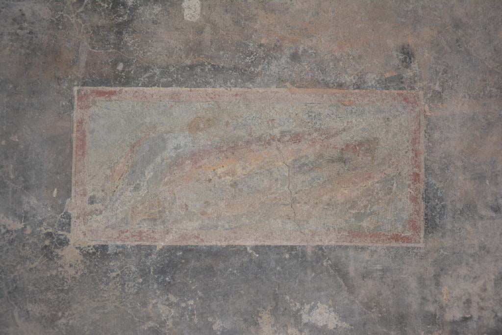 I.8.17 Pompeii. March 2019. Room 7, still-life with fishes, painted panel in centre of south wall.   
Foto Annette Haug, ERC Grant 681269 DÉCOR.

