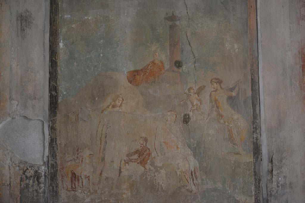 I.8.17 Pompeii. March 2019. Room 9, detail from central wall painting.
Foto Annette Haug, ERC Grant 681269 DÉCOR.

