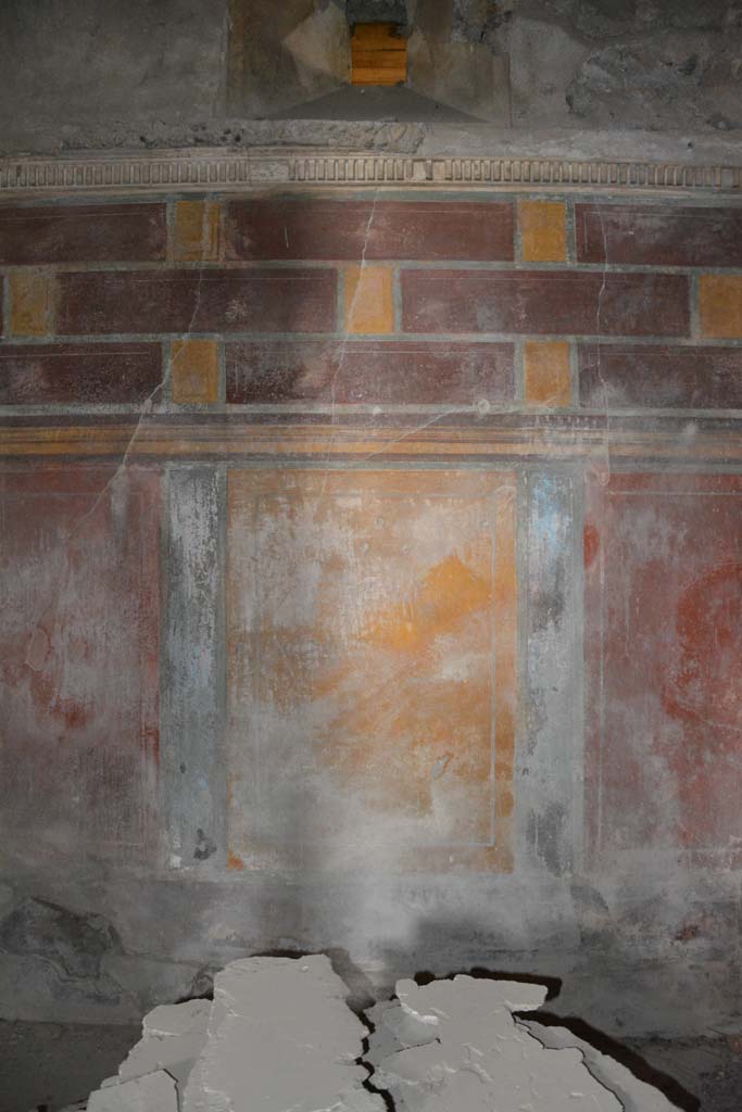 I.8.17 Pompeii. March 2019. 
Room 12, central yellow panel with red side panels from north wall.
Foto Annette Haug, ERC Grant 681269 DÉCOR.

