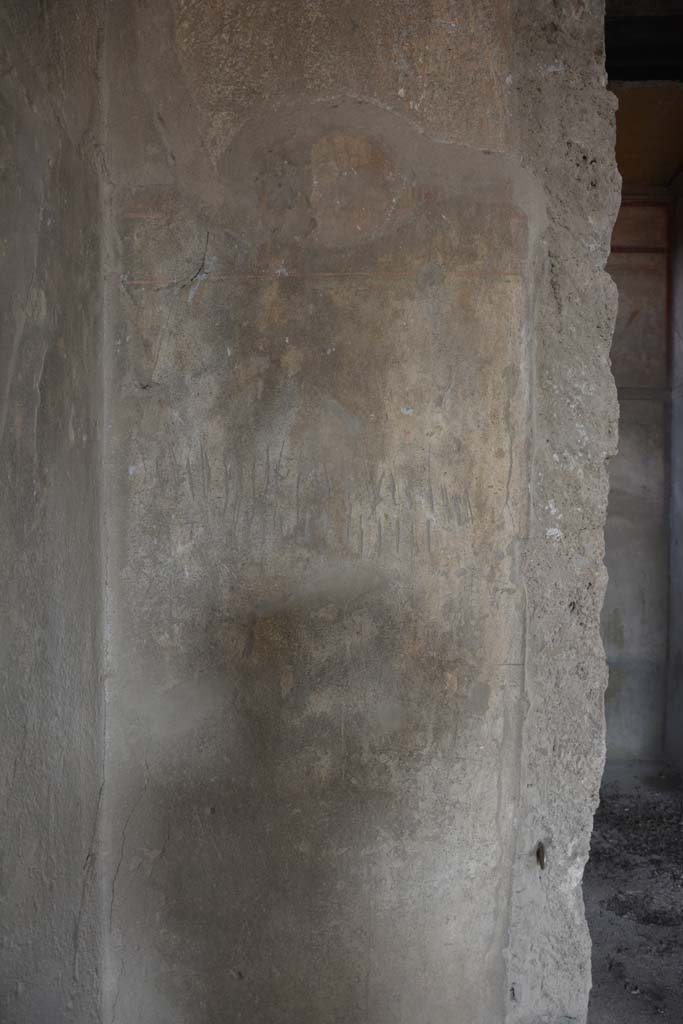 I.8.17 Pompeii. March 2019. 
Room 3, atrium, detail from north wall in north-west corner, near doorway to room 14.
Foto Annette Haug, ERC Grant 681269 DÉCOR.

