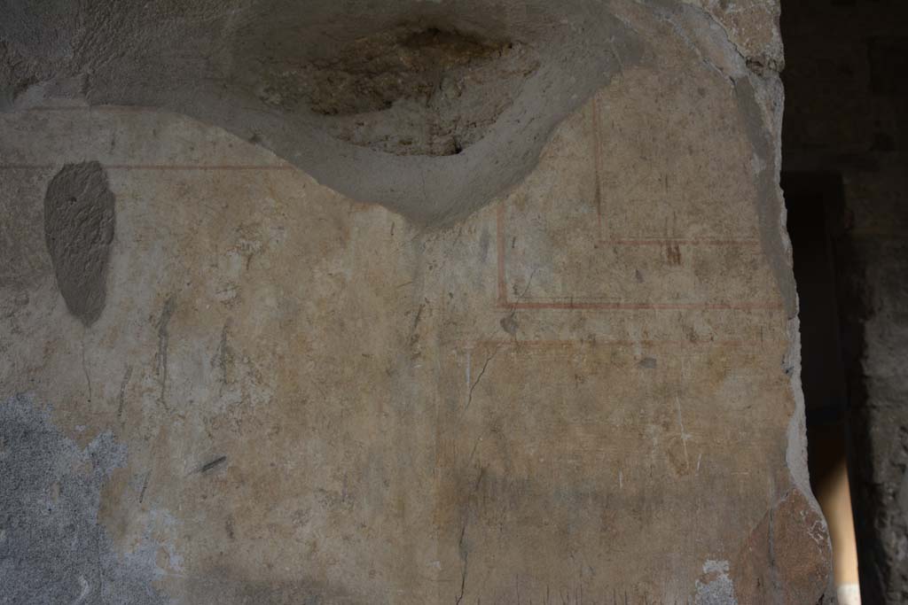 I.8.17 Pompeii. March 2019. Detail from north wall of entrance vestibule 2, at east end.
Foto Annette Haug, ERC Grant 681269 DÉCOR.
