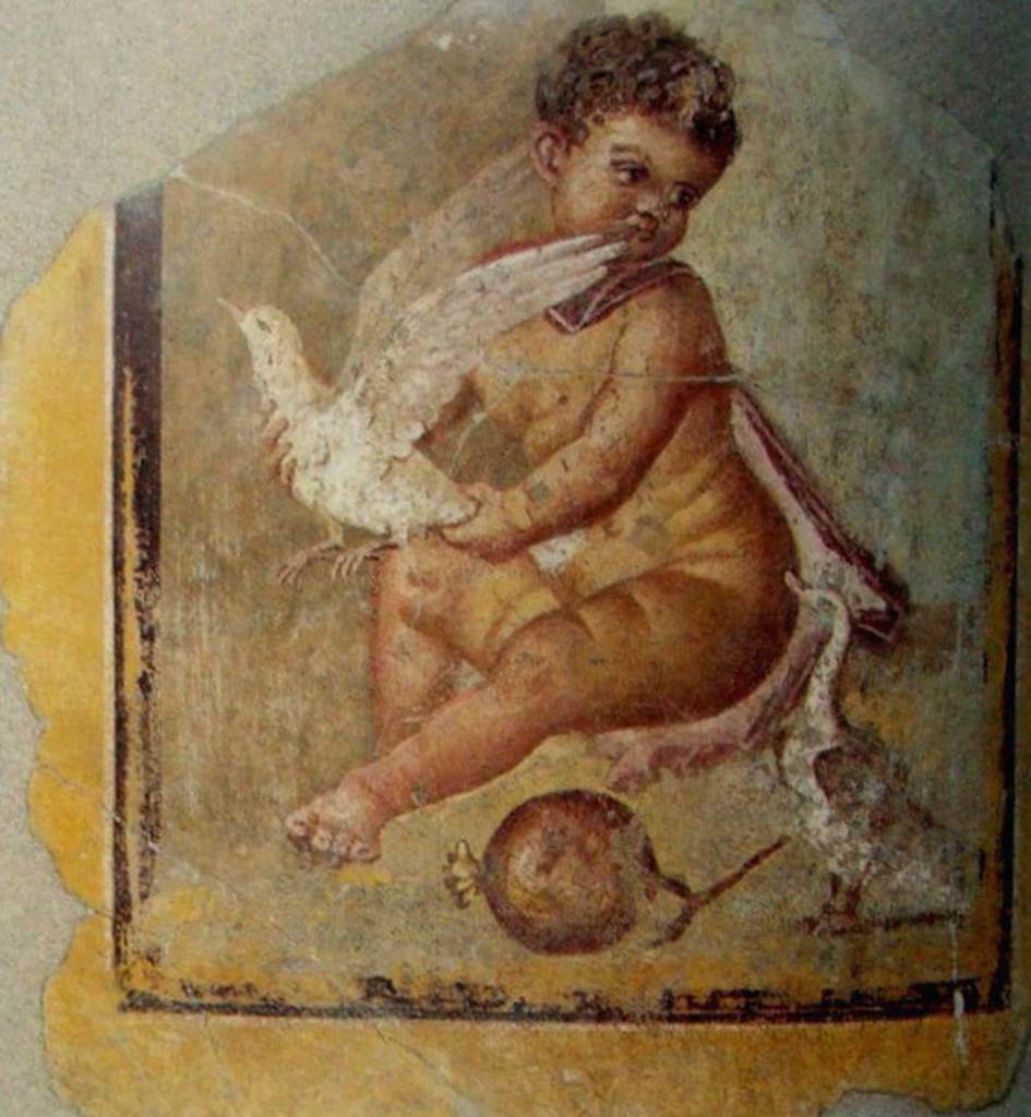 I.9.3 Pompeii. Room 10, painting of the boy Successus, from centre of north wall. SAP inventory number 41661.