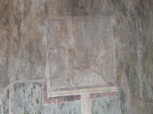 I.9.5 Pompeii. March 2009. Room 5.  Cubiculum.  North wall.  Painting of a lyre player. See Bragantini, de Vos, Badoni, 1981. Pitture e Pavimenti di Pompei, Parte 1. Rome: ICCD.  (p.95).

