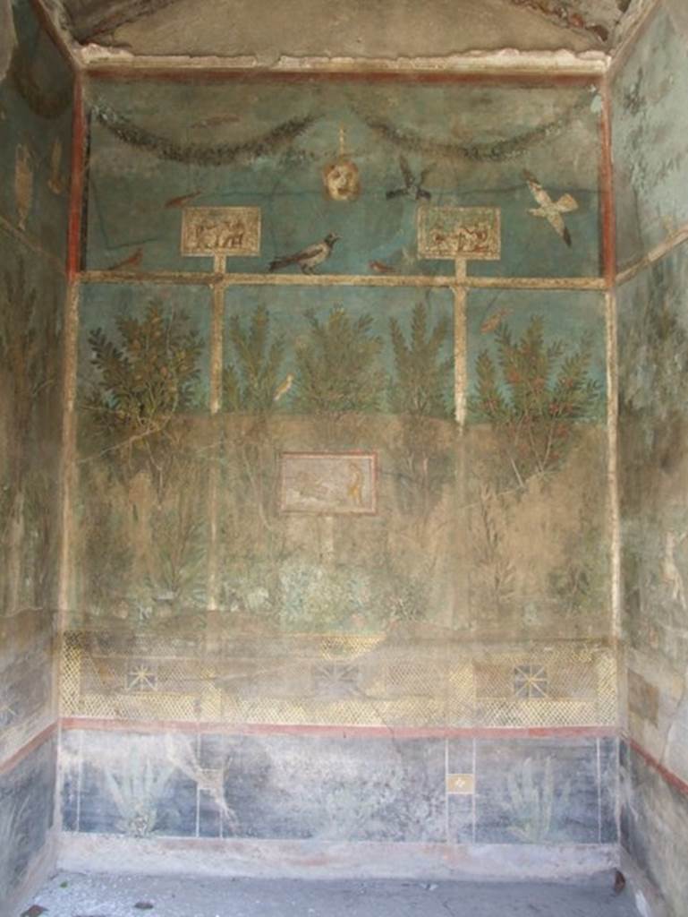 I.9.5 Pompeii. March 2009. Room 5. Cubiculum. East wall with garden painting.