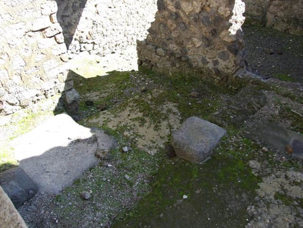 I.9.5 Pompeii. March 2009. Room 15. Kitchen area. South wall, with stairs leading down to stable area.