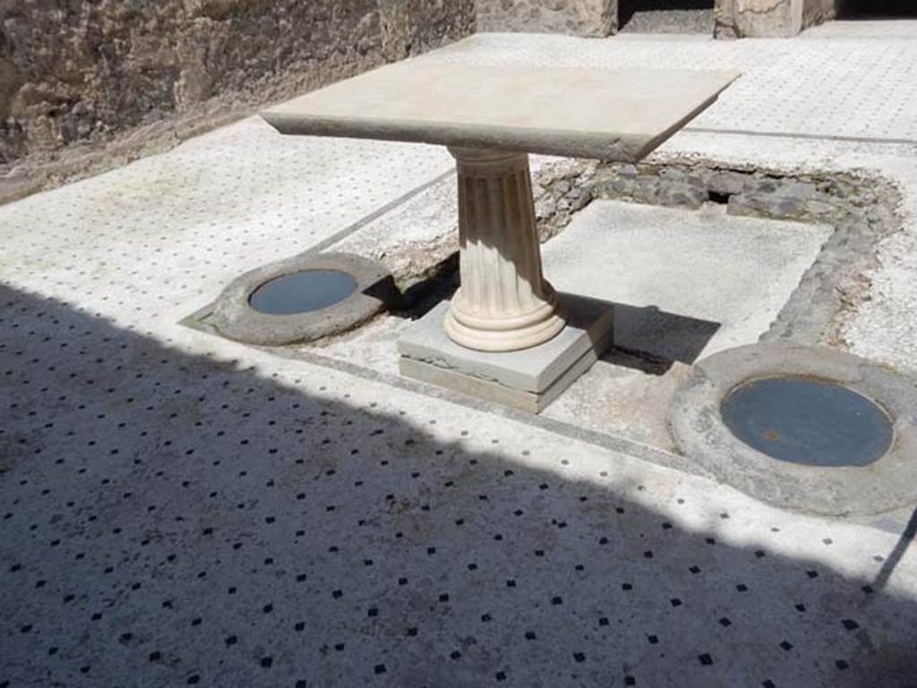 I.9.5 Pompeii, May 2018. Room 3, detail of cistern mouth in atrium flooring. Photo courtesy of Buzz Ferebee