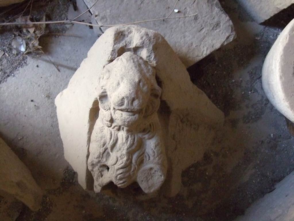I.10.7 Pompeii. March 2009. .  Room 3.    Cubiculum.   Lion.  Grondaia or antefisse fittili  (rainwater spouts for gutters).
