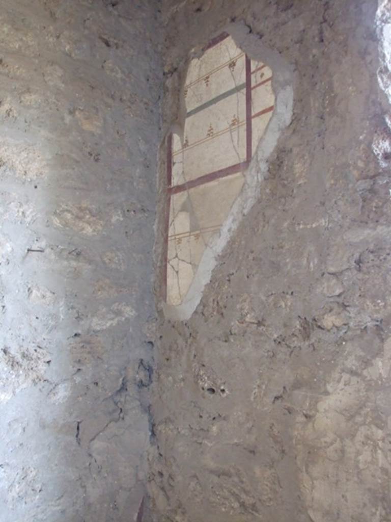 I.10.7 Pompeii. March 2009. Room 3.  Cubiculum. Painted plaster on east wall in north east corner.