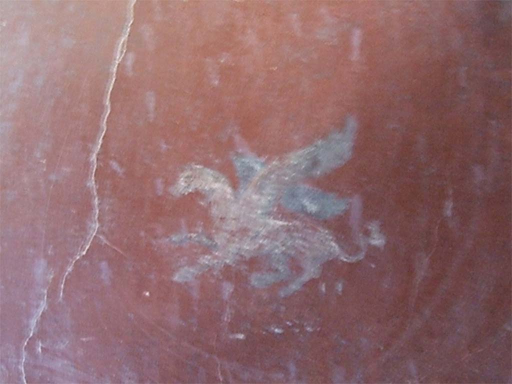 I.10.11 Pompeii. March 2009. Room 12, painting of Pegasus from south end of east wall of cubiculum.  